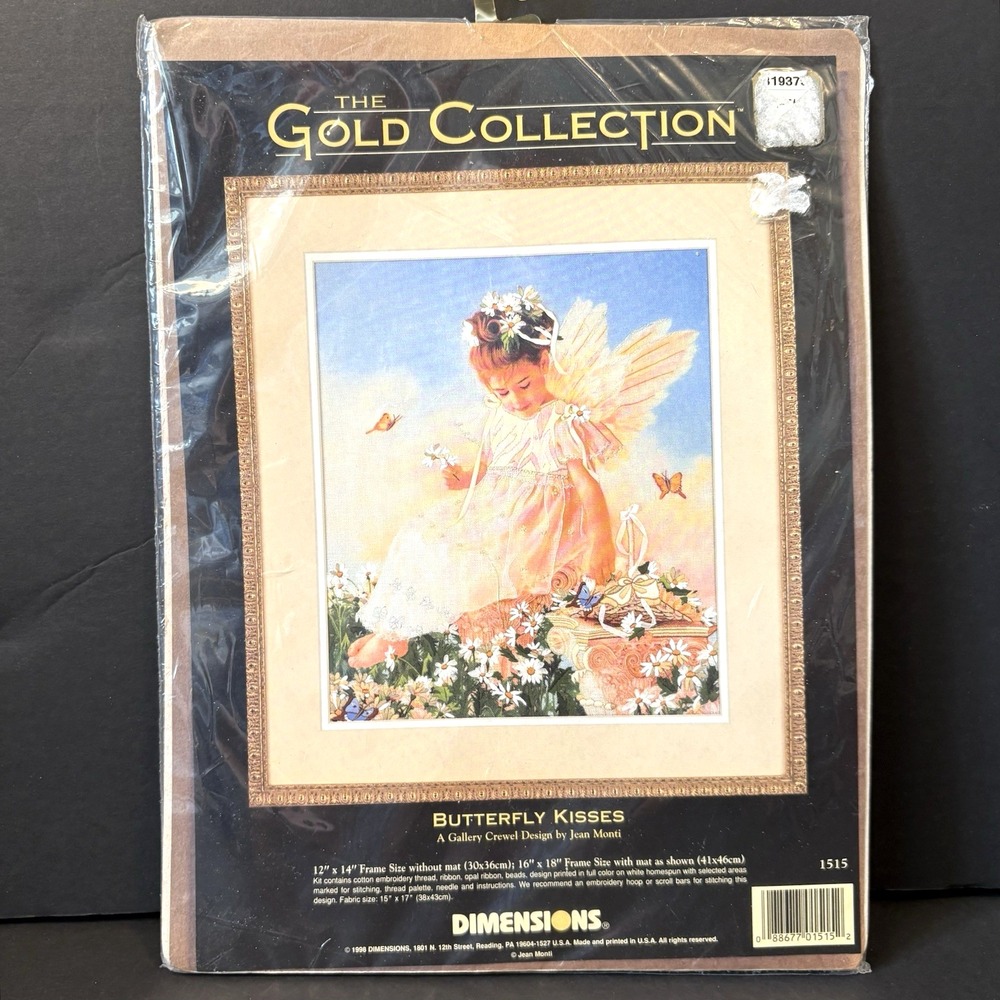 Vintage Dimensions Gold Collection Crewel Embellish Kit Butterfly Kisses 12x14"
